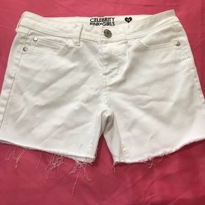 White, frayed jean shorts